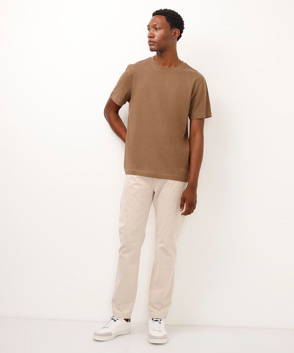 calça slim de sarja - areia 42