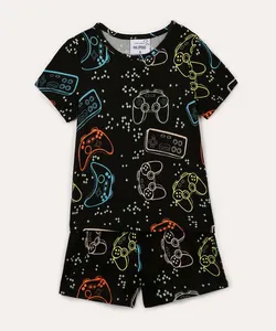pijama curto infantil game preto 4