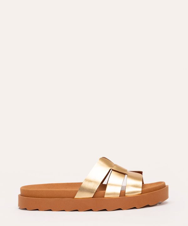 rasteirinha flatform com tiras metalizadas oneself dourada 39