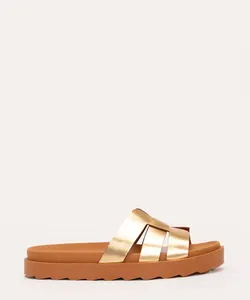 rasteirinha flatform com tiras metalizadas oneself dourada 37
