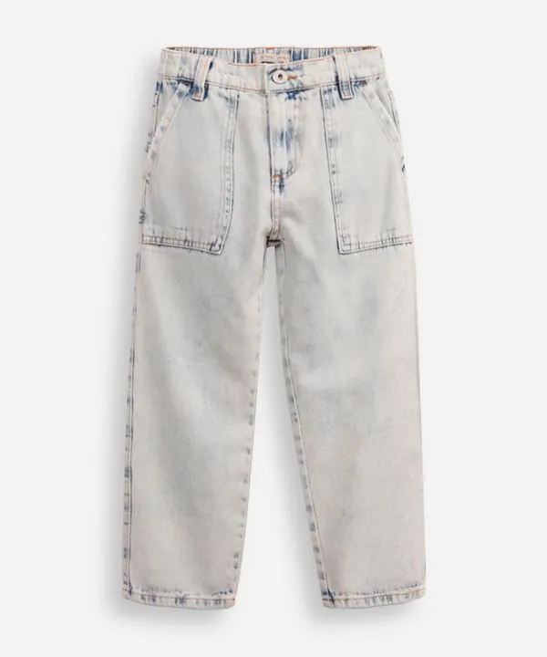 calça skater infantil jeans cós com elástico azul 6
