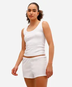 short de pijama feminino canelado off white G