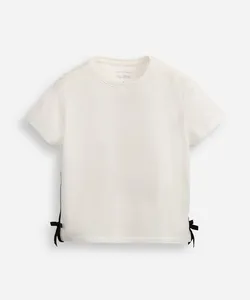 camiseta de algodão infantil lacinho na lateral off white 8