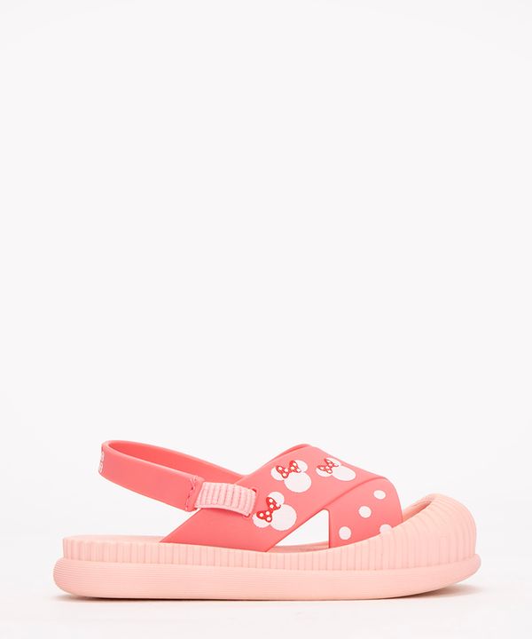 sandália infantil minnie com tiras grendene rosa claro 23-24