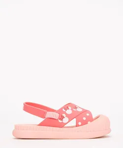 sandália infantil minnie com tiras grendene rosa claro 22