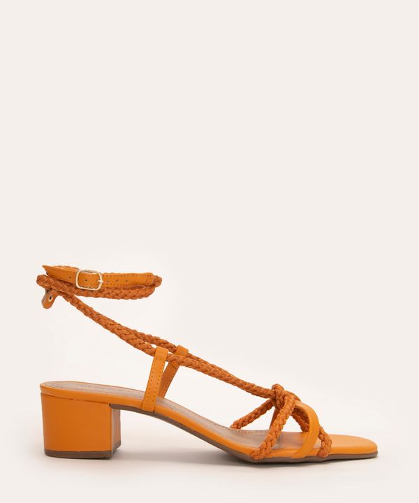 sandália cordas salto baixo oneself laranja 38