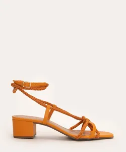 sandália cordas salto baixo oneself laranja 34