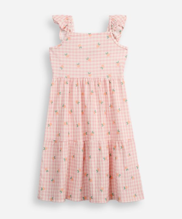 vestido infantil frutinhas xadrez texturizado colorido 6