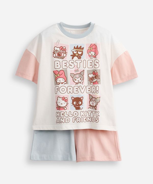 pijama curto infantil hello kitty e amigos colorido 8