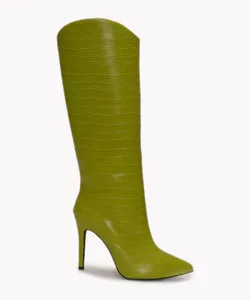 bota cano alto bico fino croco mindset verde claro 38