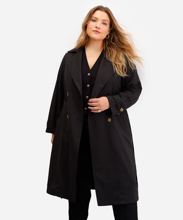 casaco trench coat plus size preto GG2
