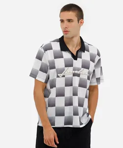 polo masculina quadriculada malha esportiva oversized off white GG