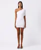 vestido curto feminino de tule ombro único franzido mindset branco P