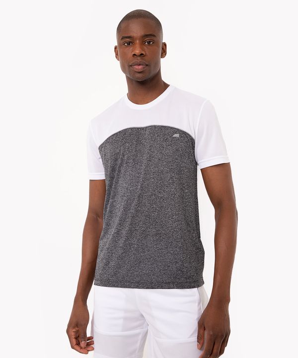camiseta com recorte manga curta esportiva cinza mescla G