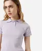 polo feminina básica canelada lilás PP