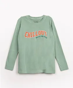 camiseta infantil de malha chillout manga longa verde 4