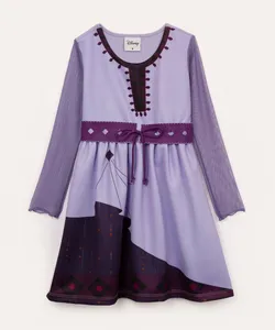 vestido infantil fantasia wish manga longa e cinto lilás 10