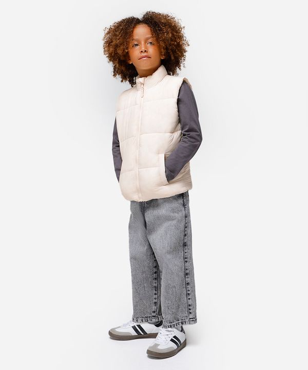 colete puffer infantil alongado bege 8