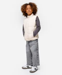 colete puffer infantil alongado bege 4