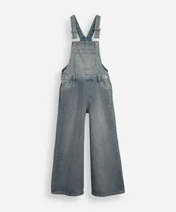 jardineira jeans dirty infantil com tachas azul 4