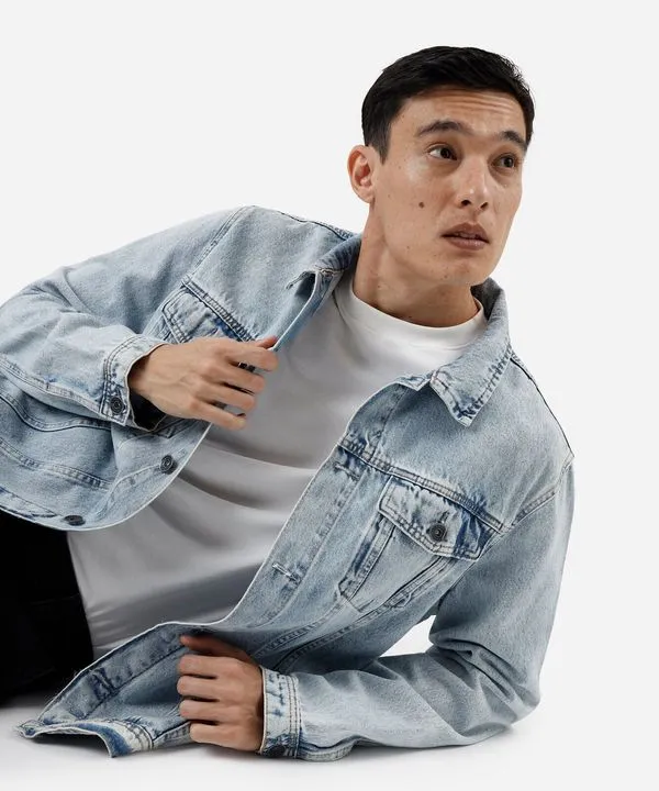 jaqueta masculina jeans azul GG