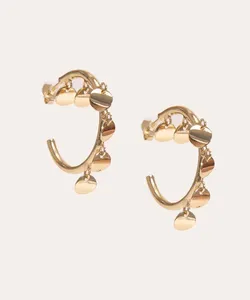 brinco de argola com medalhas dourado Único