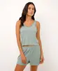 pijama short doll canelado corações verde PP