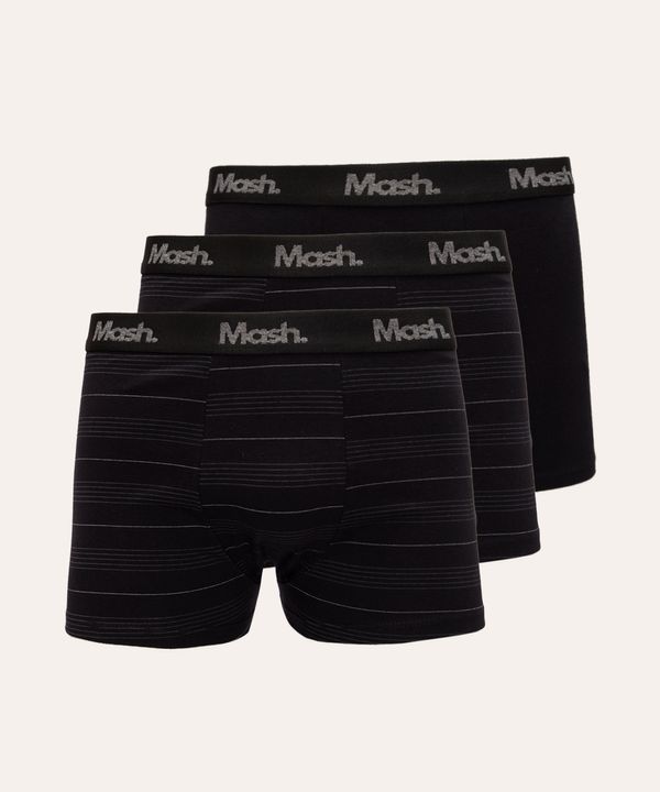 kit de 3 cuecas boxer listras mash preto GG
