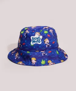 chapéu bucket hat infantil estampado luccas neto azul marinho P