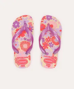 chinelo havaianas infantil flores roxo 23-24