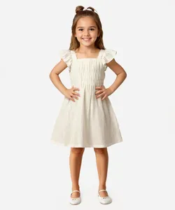 vestido midi infantil alça com babados listrado amarelo 4