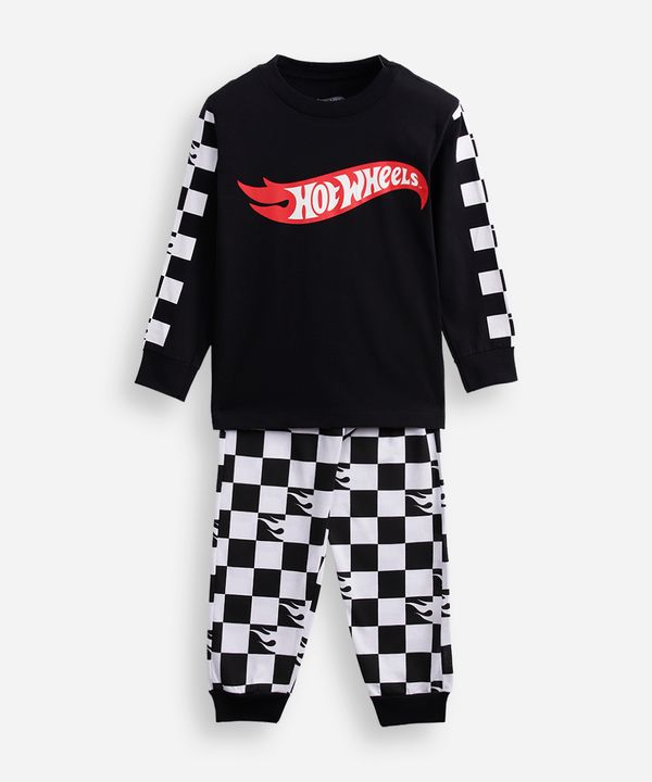 pijama longo infantil hot wheels xadrez preto 10