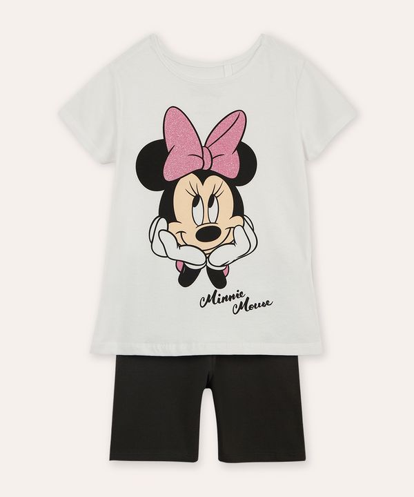conjunto infantil curto minnie off white 10