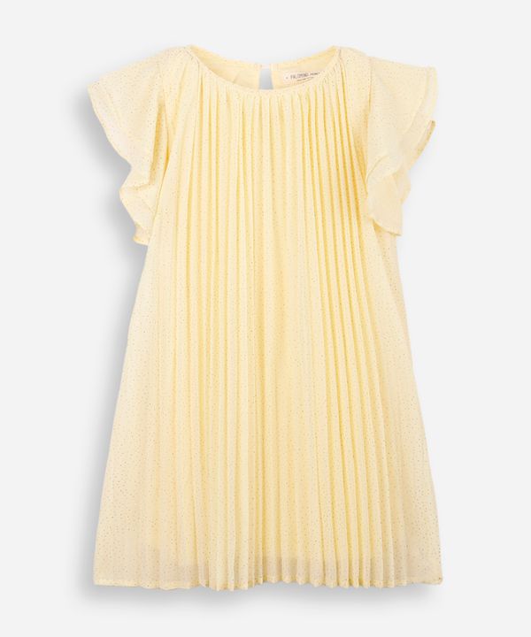 vestido infantil plissado com brilhos amarelo 6