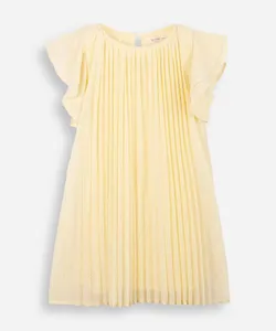 vestido infantil plissado com brilhos amarelo 10