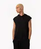camiseta de algodão japonesa com capuz preto GG