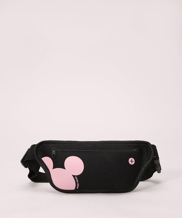 Pochete Feminina Esportiva Mickey com Viés Preto Único