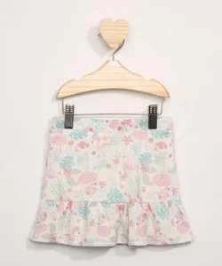 Saia Infantil Estampada Flamingos com Babados Multicor 4