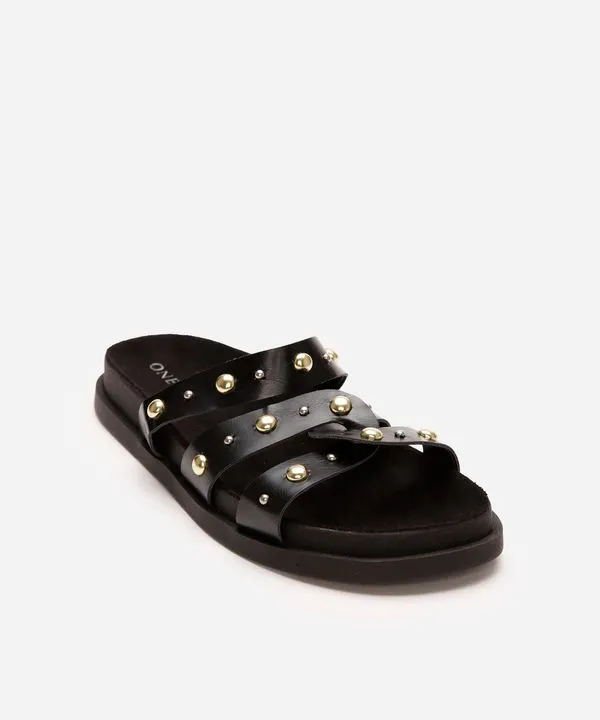 rasteirinha flatform com tachas oneself preta 38