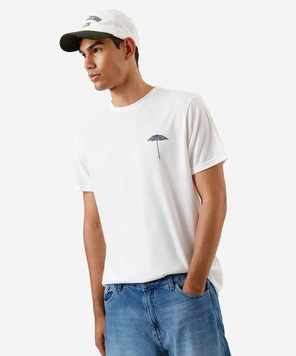 camiseta masculina com viscose estampada off white M