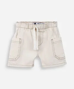bermuda infantil de algodão cargo off white 12-18