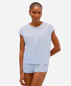 pijama short doll feminino manga curta azul P