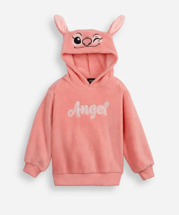 blusão de pelúcia infantil angel com capuz rosa 8