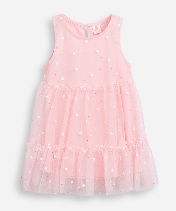 vestido infantil de tule corações rosa 12-18
