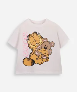 camiseta infantil de algodão garfield off white 4