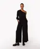 macacão de viscose ombro único com bolsos preto M
