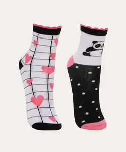 kit de 2 pares de meias infantis cano médio estampadas multicor 26-29