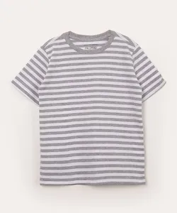 camiseta infantil manga curta listrada cinza mescla 4