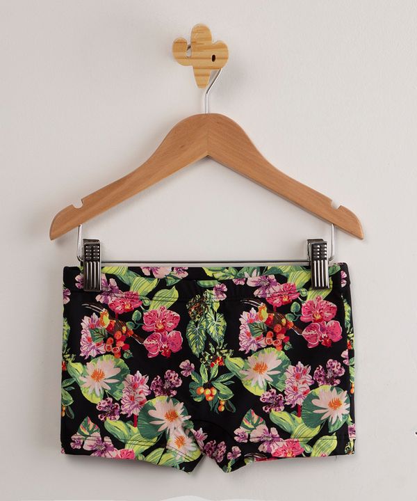 sunga infantil boxer estampada floral com proteção uv50+ além dos mares alter do chão multicor 4