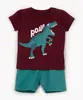 conjunto de algodão infantil dino roarr manga curta vinho 5